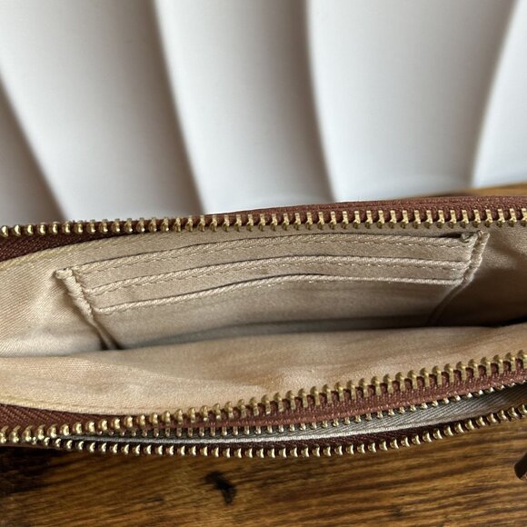 Jason Wu Leather Wristlet Double Wallet Strap Cognac Brown Tan - Picture 5 of 9